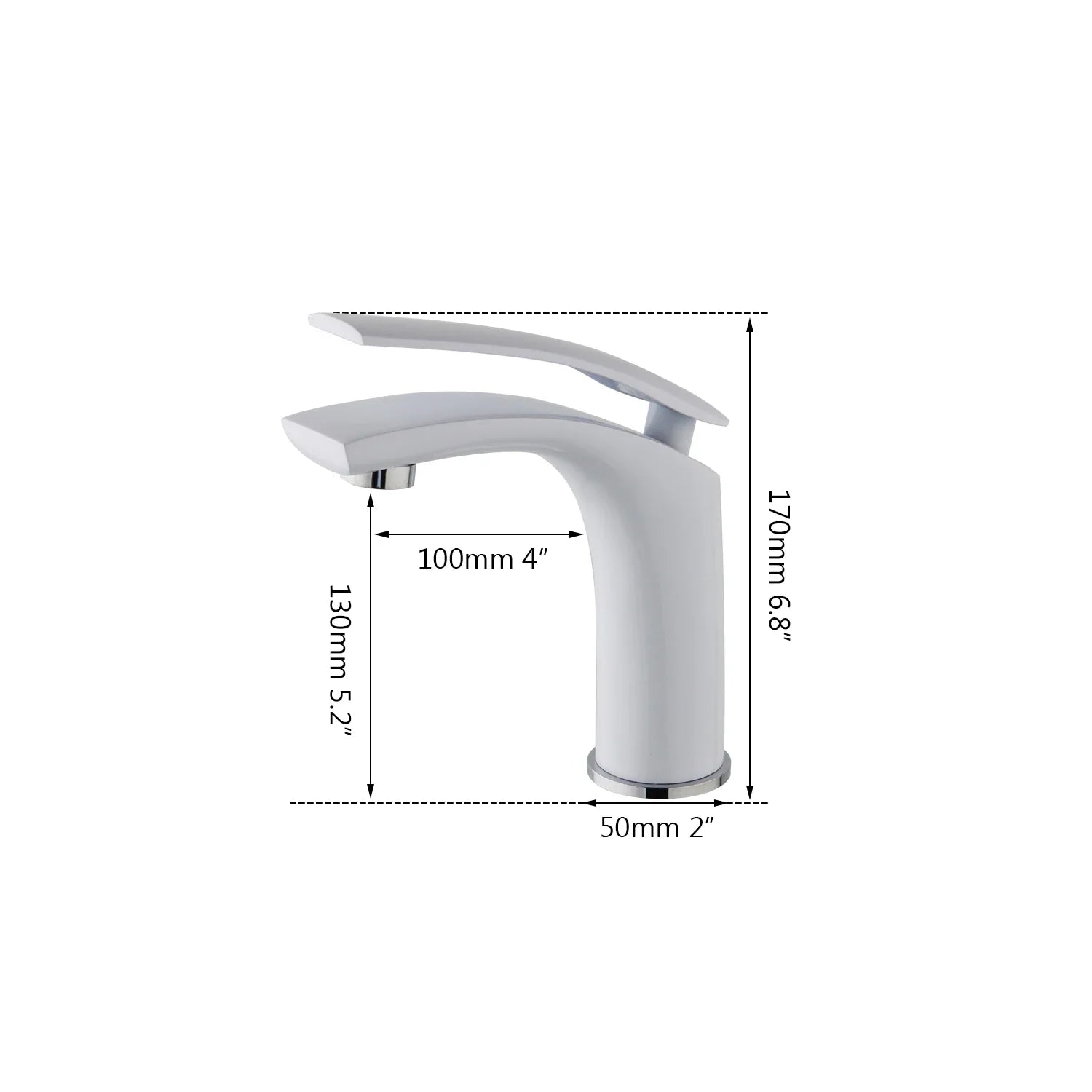 Afralia™ Polished White Bathroom Faucet Mixer Tap - Single Handle Basin Sink Tap