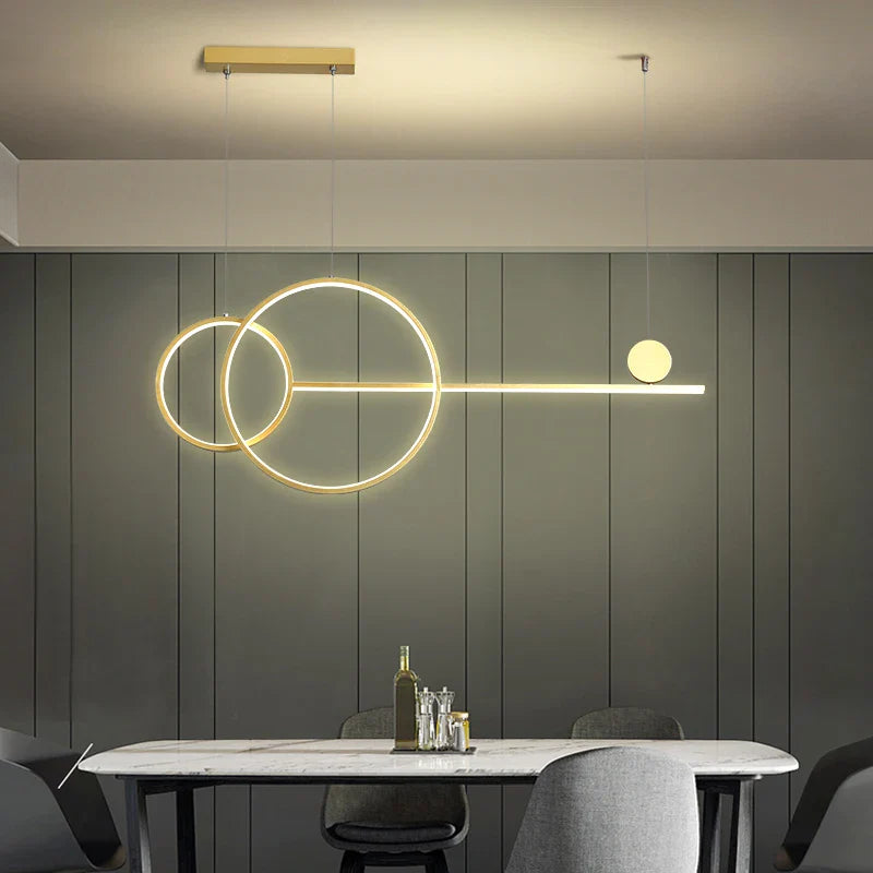 Afralia™ Linear Ring Chandelier | LED Kitchen Island Dining Room Lighting Fixtures