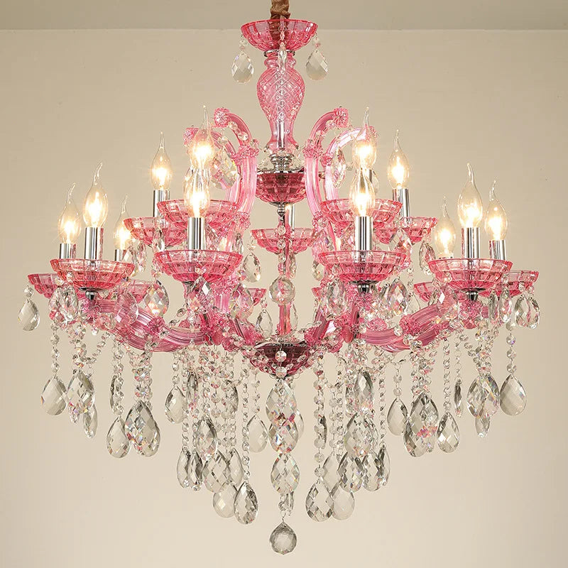 Afralia™ Modern Iron Crystal Glass Chandelier Blue Red Art Deco Lighting