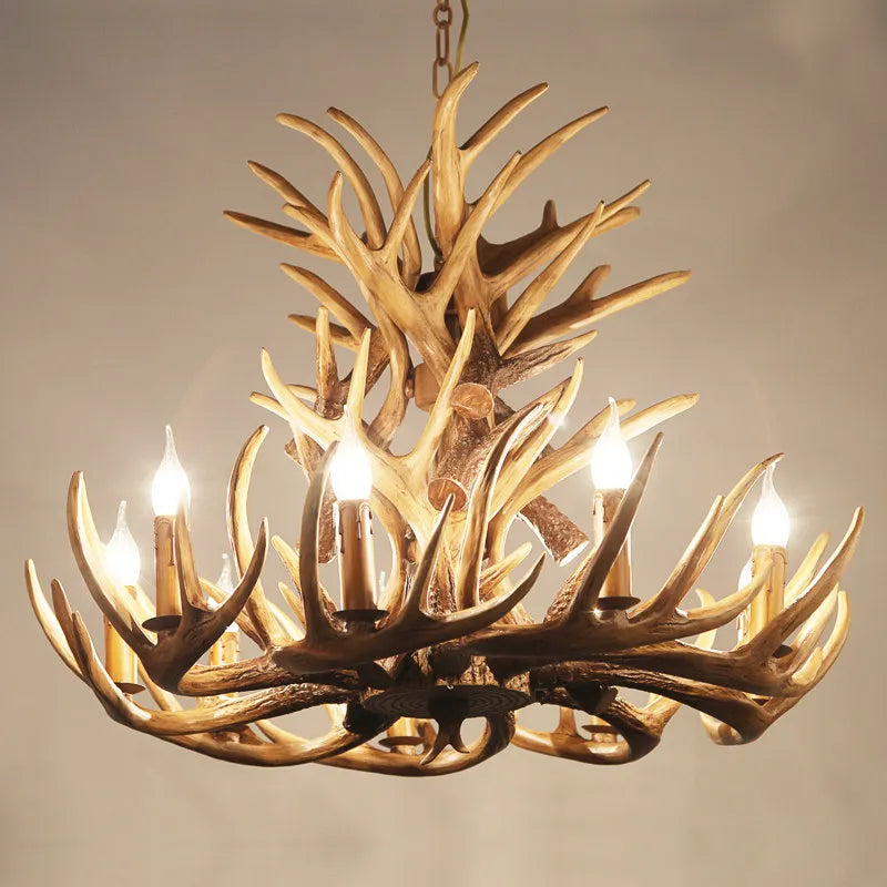 Afralia™ Antique Resin Antler Chandelier - Luxury Vintage Lighting Fixtures