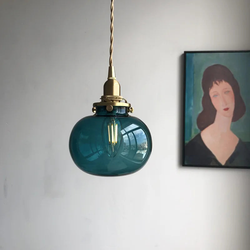 Afralia™ Copper Pendant Light: Japanese Style Nordic Vintage Living Room Lamp - LED Fixture