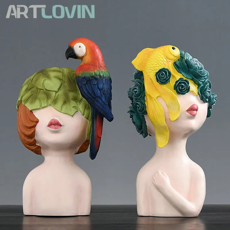 Afralia™ Resin Flowering Girl Statue | Nordic Ins Style Home Decor Angel Figure