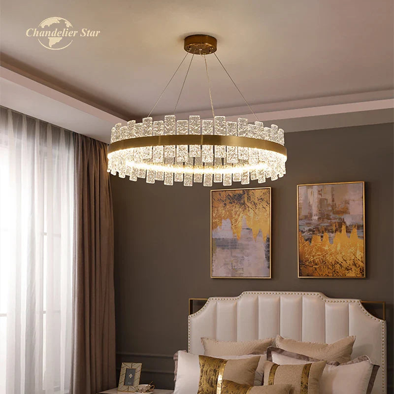 Afralia™ LED Round Glass Chandelier: Modern Nordic Stainless Steel Pendant Light for Bedroom & Living Room