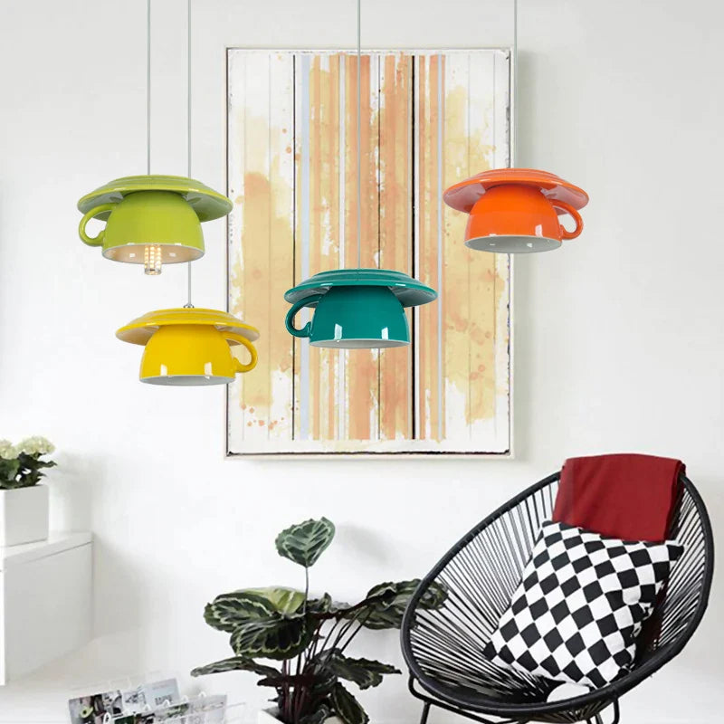 Afralia™ Ceramic Teapot Pendant Light: Modern Colorful Hanging Lamp for Home Decor.
