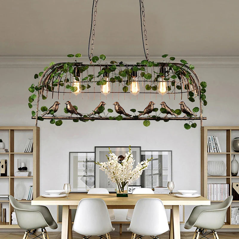 Afralia™ Vintage Plant Pendant Lights Bird Cage Industrial Pendant Lamp for Home Decor