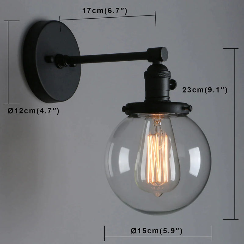 Afralia™ Industrial Glass Canopy Wall Sconce Light for Kitchen Bathroom Corridor