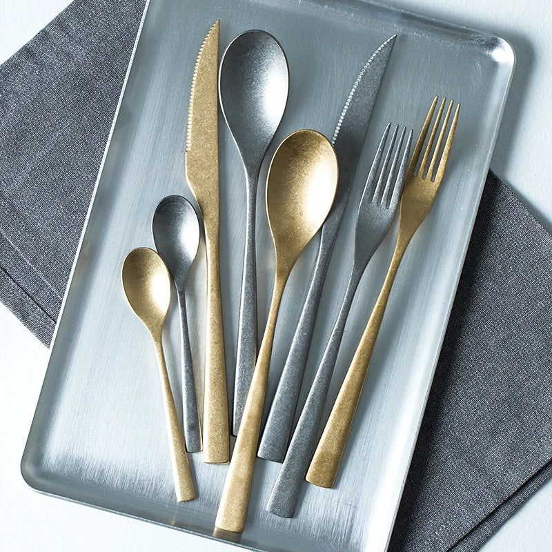 Afralia™ Vintage Flatware Set - Stainless Steel Spoon and Fork
