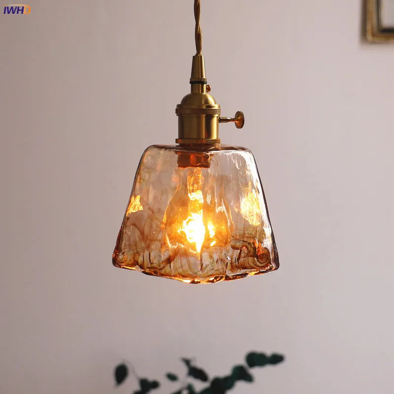 Afralia™ Glass Copper Pendant Lights for Dinning Living Room Decor