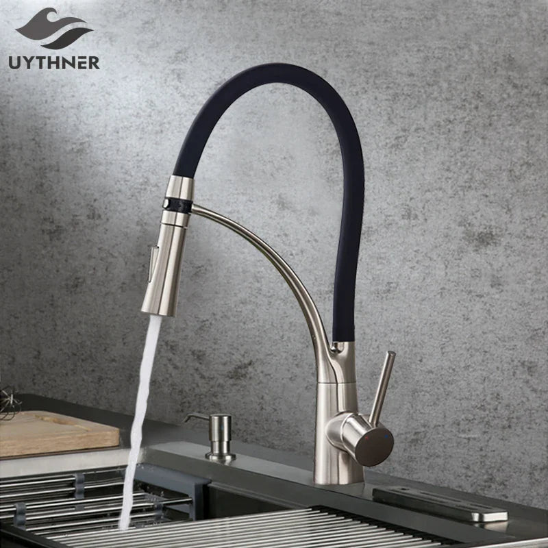 Afralia™ LED Swivel Pull Down Kitchen Faucet with Hot and Cold Water Mixer