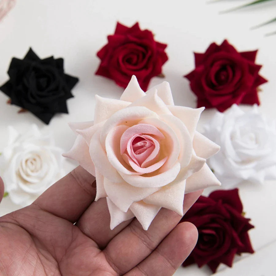 Afralia™ Pink Roses Head Scrapbooking Artificial Flowers Bridal Wedding Decor DIY