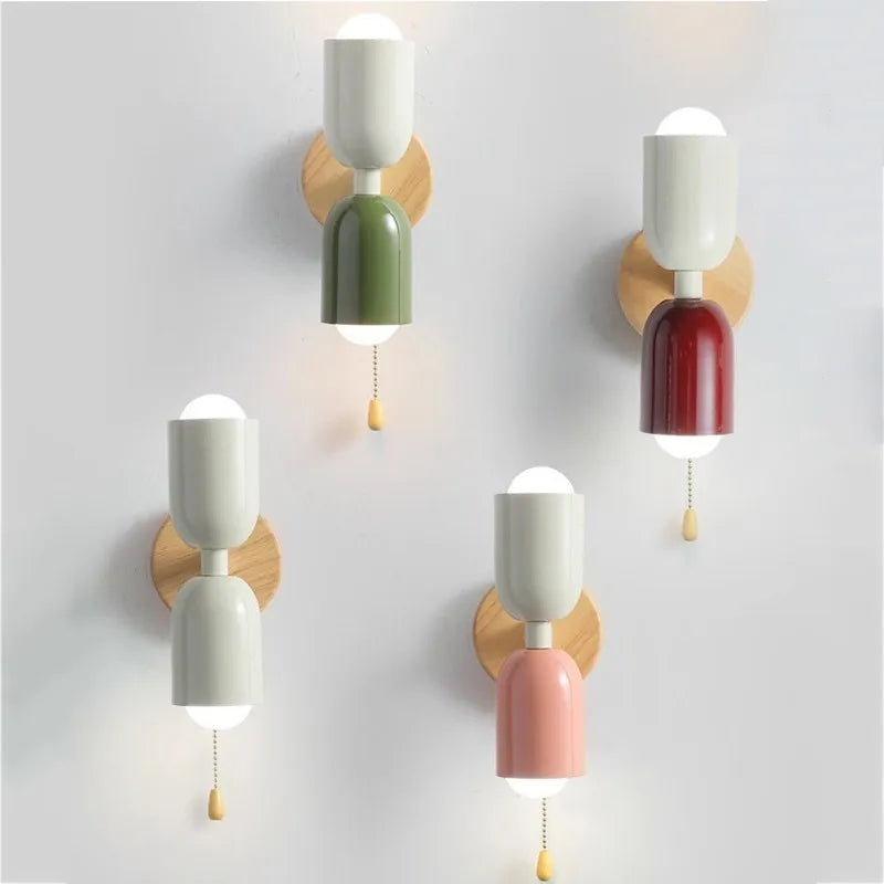 Afralia™ Cream Zipper Wooden Wall Lamp for Bedroom Living Room Hallway Illumination