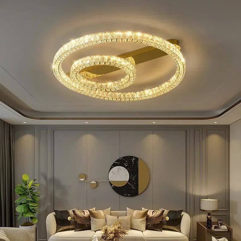 Afralia™ Crystal Ceiling Lights: Modern Luxury Dimmable LED Chandelier for Living Room