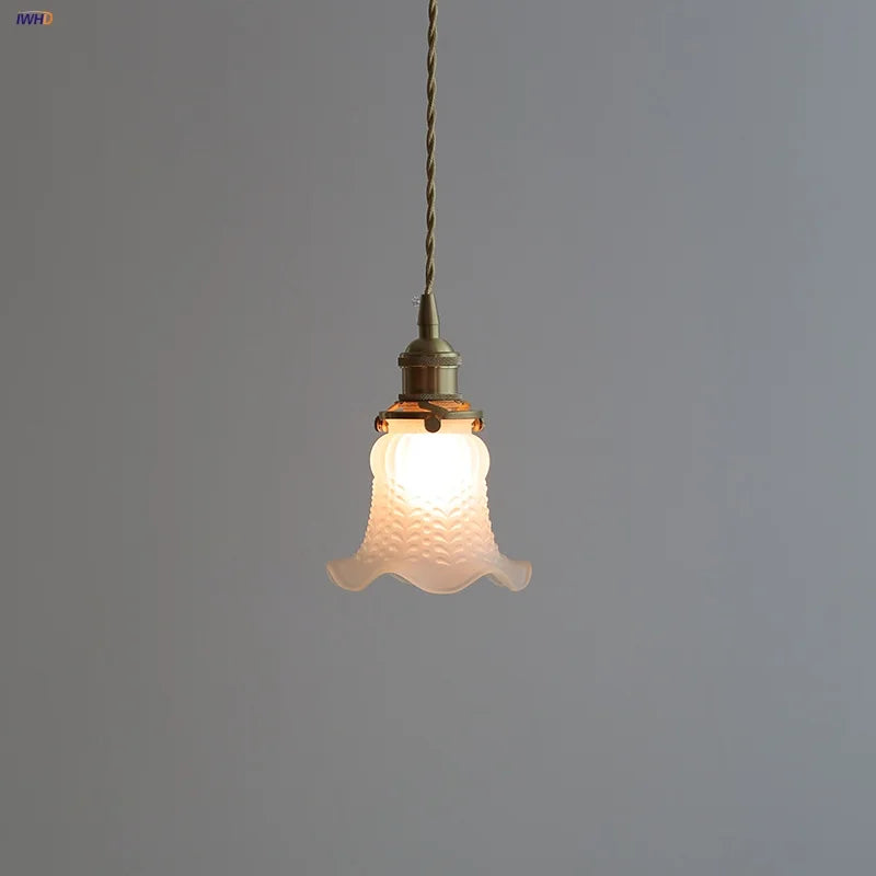 Afralia™ White Glass LED Pendant Lamp Copper Hanging Light Nordic Modern
