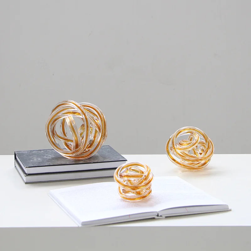 Afralia™ Geometric Wound Glass Twine Sphere Ornament - Handmade Home Decor Accessory