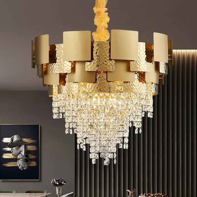 Afralia™ Copper K9 Crystal Chandelier: Luxury Minimalist Lighting for Living Room, Dining Room, Bedroom