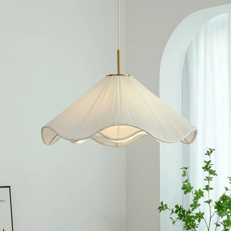 Afralia™ Nordic Fabric LED Chandelier Modern White E27 Pendant Lights Dining Room Art Decor