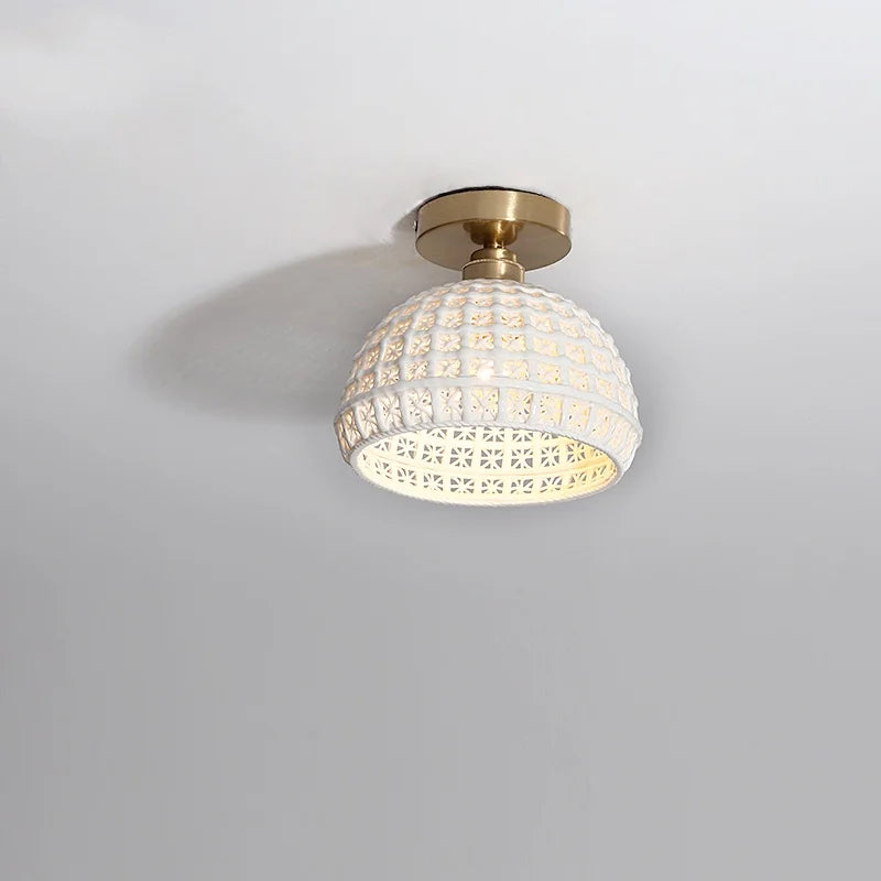 Afralia™ Ceramic LED Ceiling Lights: Modern Hollow Design for Living Room, Aisle, Balcony