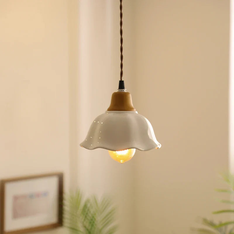 Afralia™ Ceramic LED Pendant: Japanese Vintage Hanging Lamp for Cafe, Bar, Bedroom.