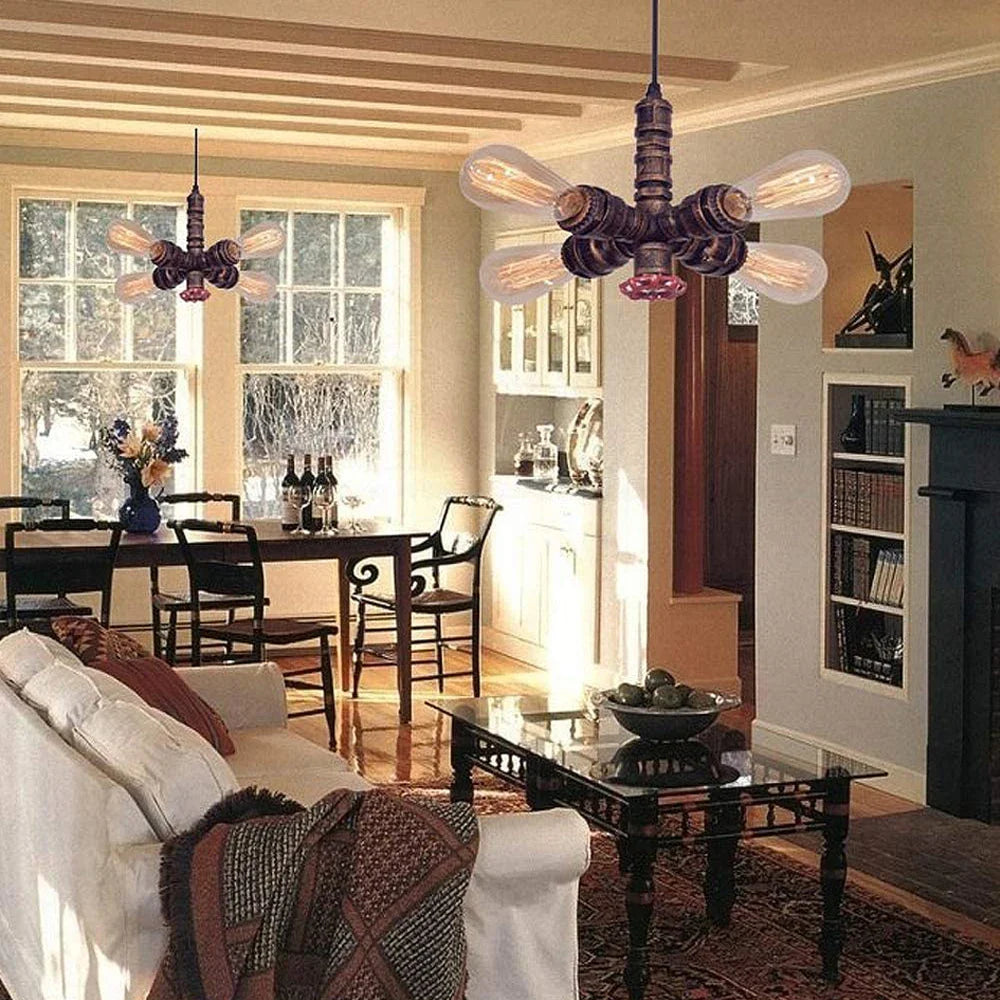 Afralia™ Industrial Water Pipe Ceiling Light Fixture for Living Room and Restaurant Decor