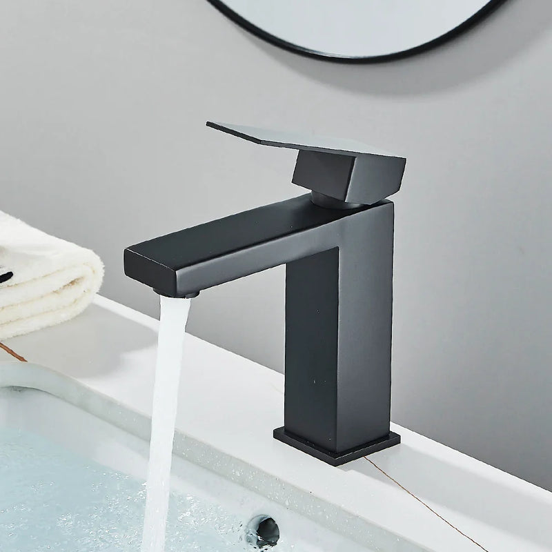 Afralia™ Matte Black & Gold Basin Faucet - Deck Mount Single Hole Bathroom Sink Tap