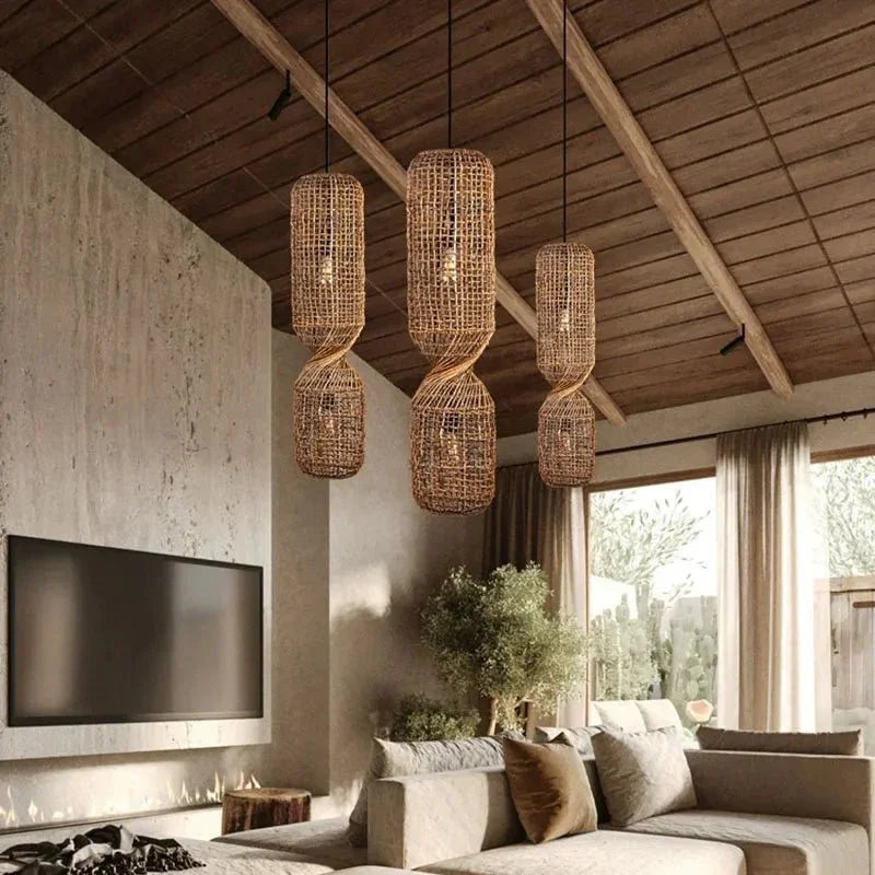 Afralia™ Wicker Pendant Light: Vintage Chinese Style for Farmhouse, Retro Decor & Restaurant