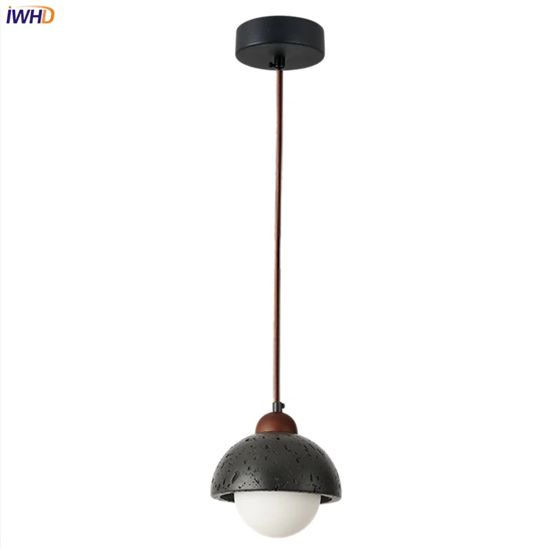 Afralia™ Black Travertine LED Pendant Lamp for Dining Living Room Bedroom and Cafe