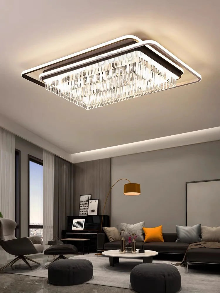 Afralia™ Crystal Industrial Pendant Chandelier Set for Modern Living Room and Bedroom Decor