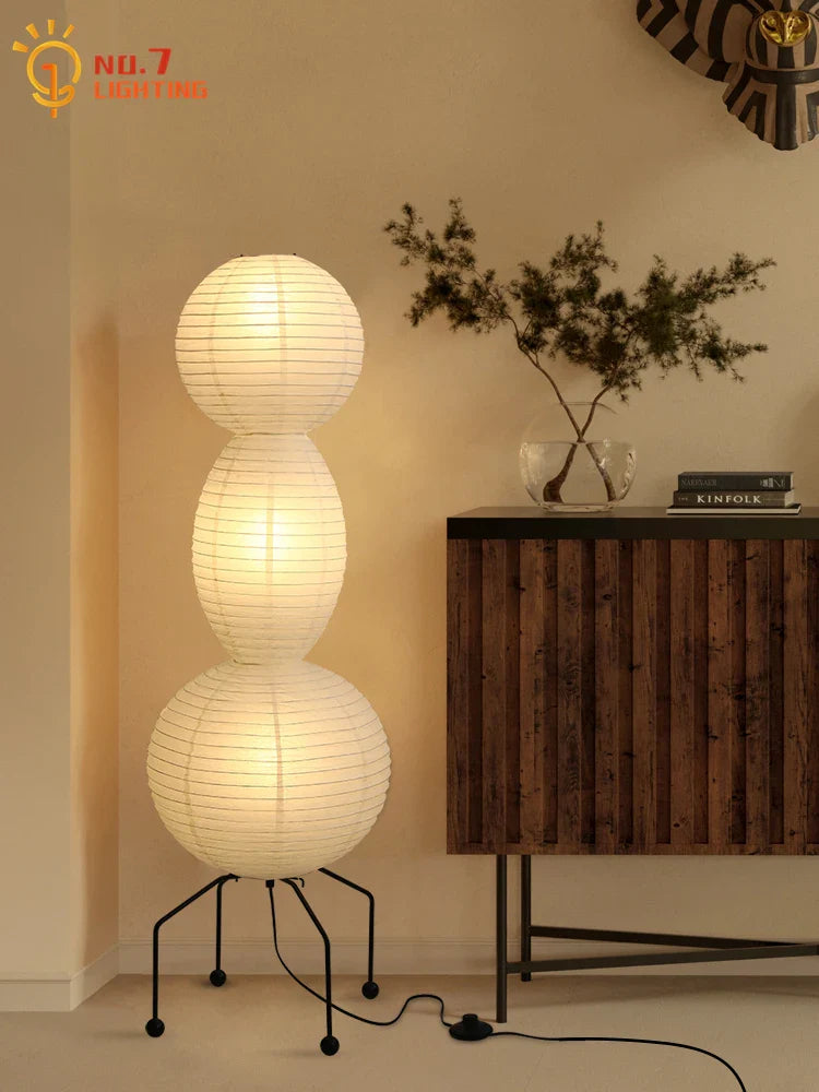 Afralia™ Wabi-sabi Rice Paper Floor Lamp LED E27 for Home Decor Living Room