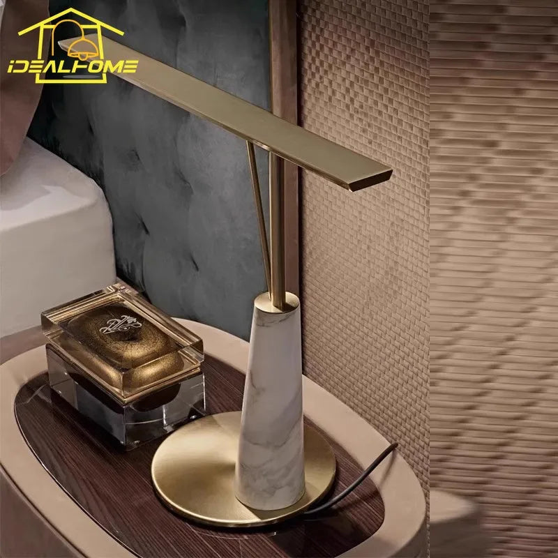Afralia™ Marble Table Lamp LED Desk Light for Bedroom Living Room Study Space