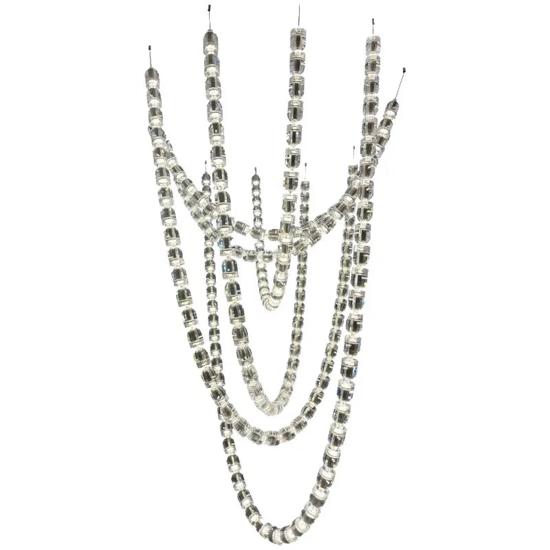 Afralia™ Crystal Bullet High Ceiling Chandelier for Living Room & Staircase