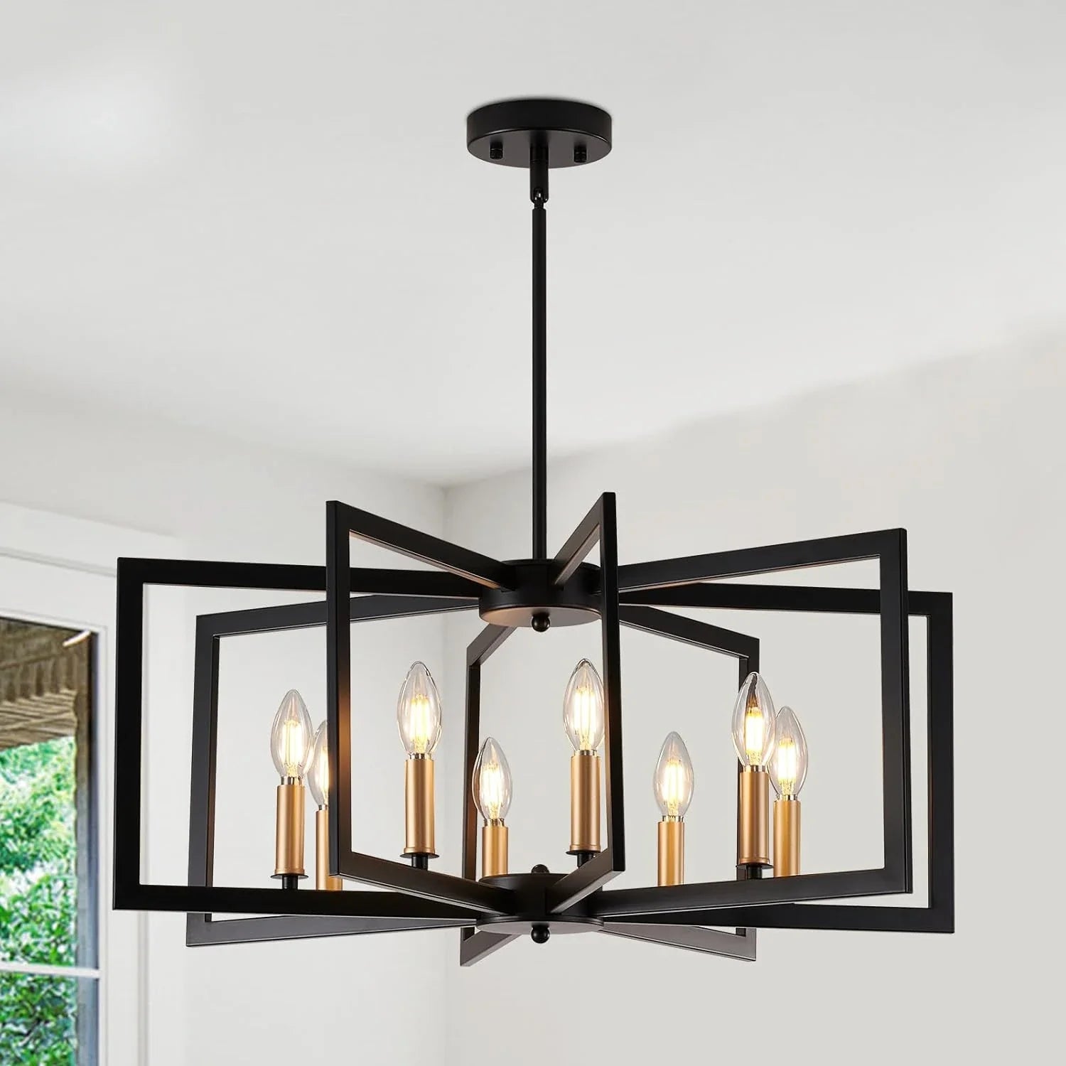 Afralia™ Vintage Black Iron Candle LED Ceiling Chandelier for Home Decor