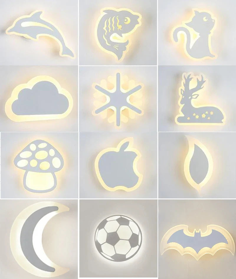 Afralia™ Kids' LED Wall Light Modern Acrylic Bedroom Sconce Decor, AC85-265V