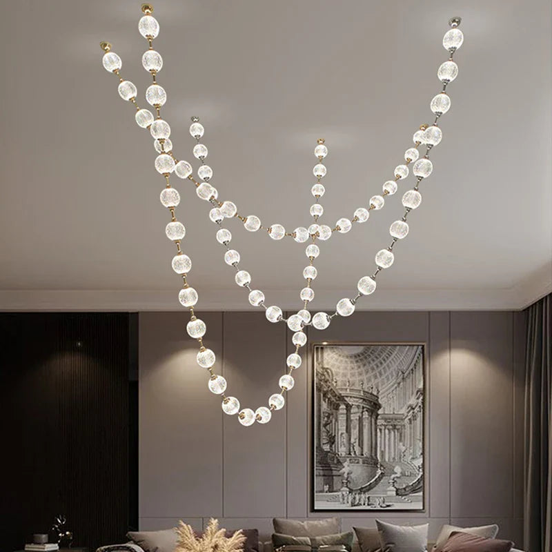 Afralia™ Elegant Pendant Lights for Duplex Building Hotel Lobby Villa Stair Lamps