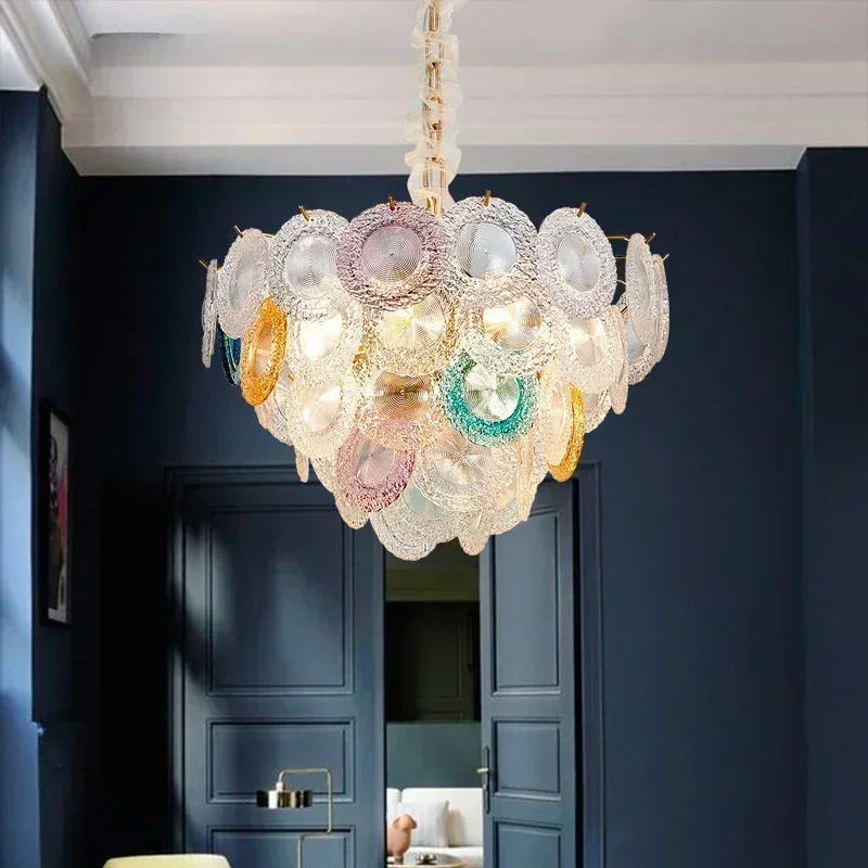 Afralia™ Glass Shade LED Chandelier for Bedroom Living Room Dining Decor
