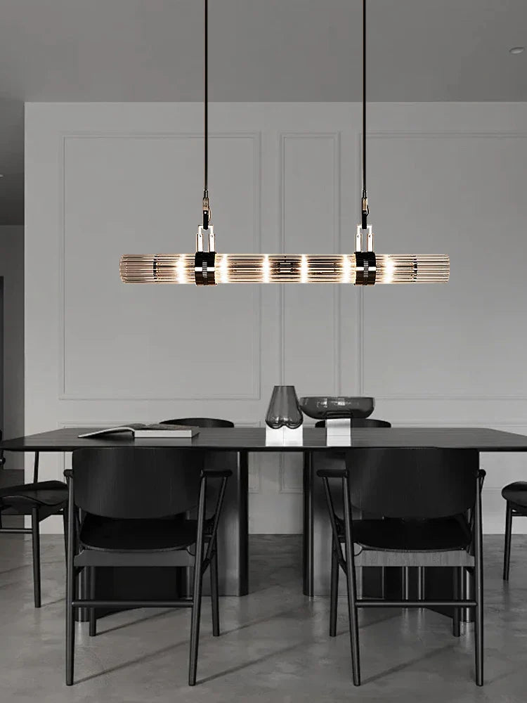 Afralia™ Stainless Steel Glass Ceiling Chandelier for Dining Table Elegant Home Decor