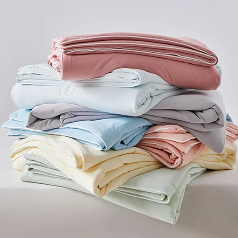 Afralia™ Silky Summer Cooling Blanket - Breathable Solid Color Quilted Comforter for Single Double Bed