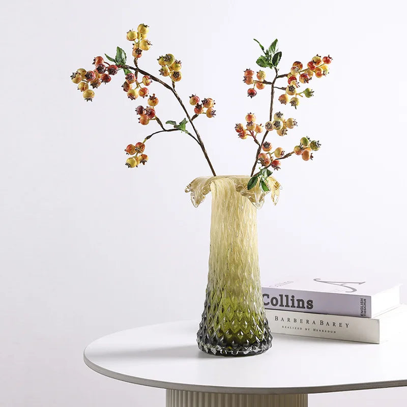 Afralia™ Gradient Glass Vase & Fruit Plate Set for Home Decor & Storage