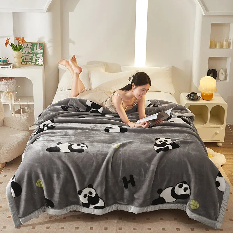 Afralia™ Double Layer Raschel Blankets: Soft Faux Fur Mink Throw for Beds