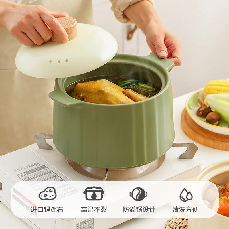 Afralia™ Gas Stove Rice Cooker Casserole Pot - High Temperature Resistant Soup Pot
