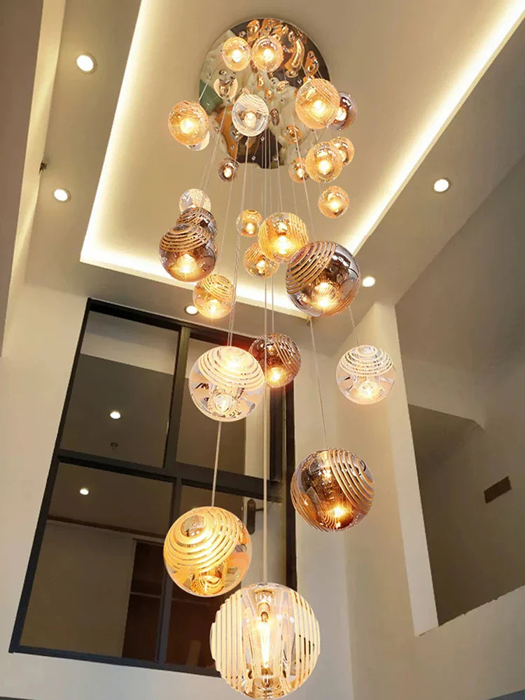 Afralia™ Crystal Glass Spiral Ceiling Chandelier for Modern Living Room & Kitchen Decor