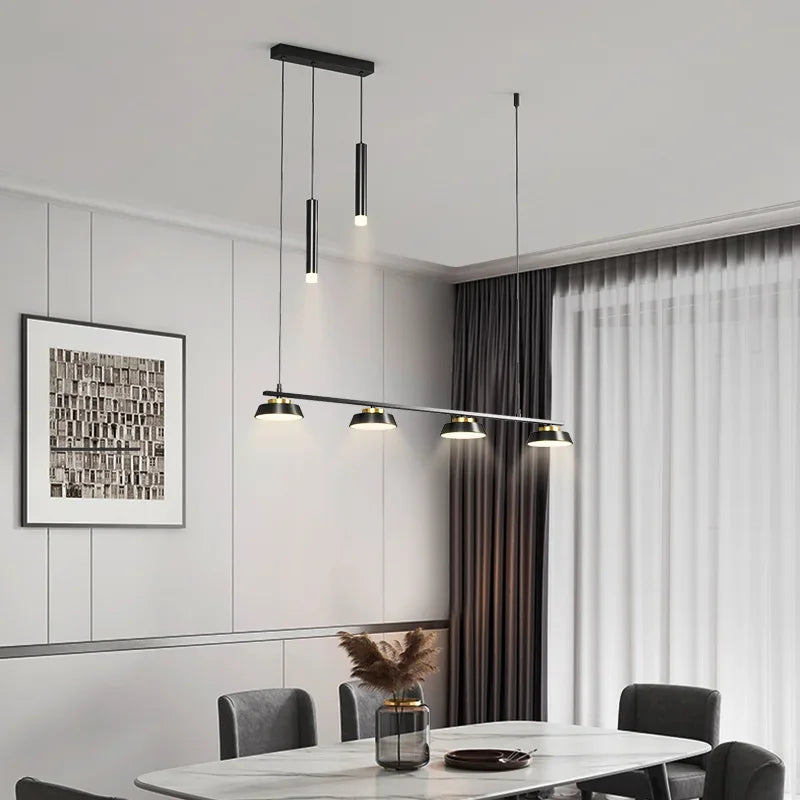 Afralia™ Neutral Light Dining Room Chandelier: Black Ceiling Pendant for Kitchen Table