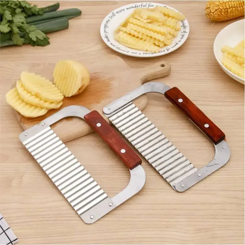 Afralia™ Stainless Steel Wavy Cutter for Crinkle Cut Fries and Veggie Slicing