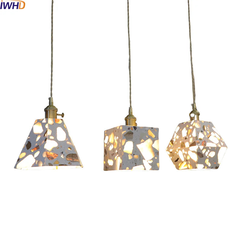 Afralia™ LED Terrazzo Pendant Lights for Corridor, Bedroom, Living Room - Japanese Style Lighting