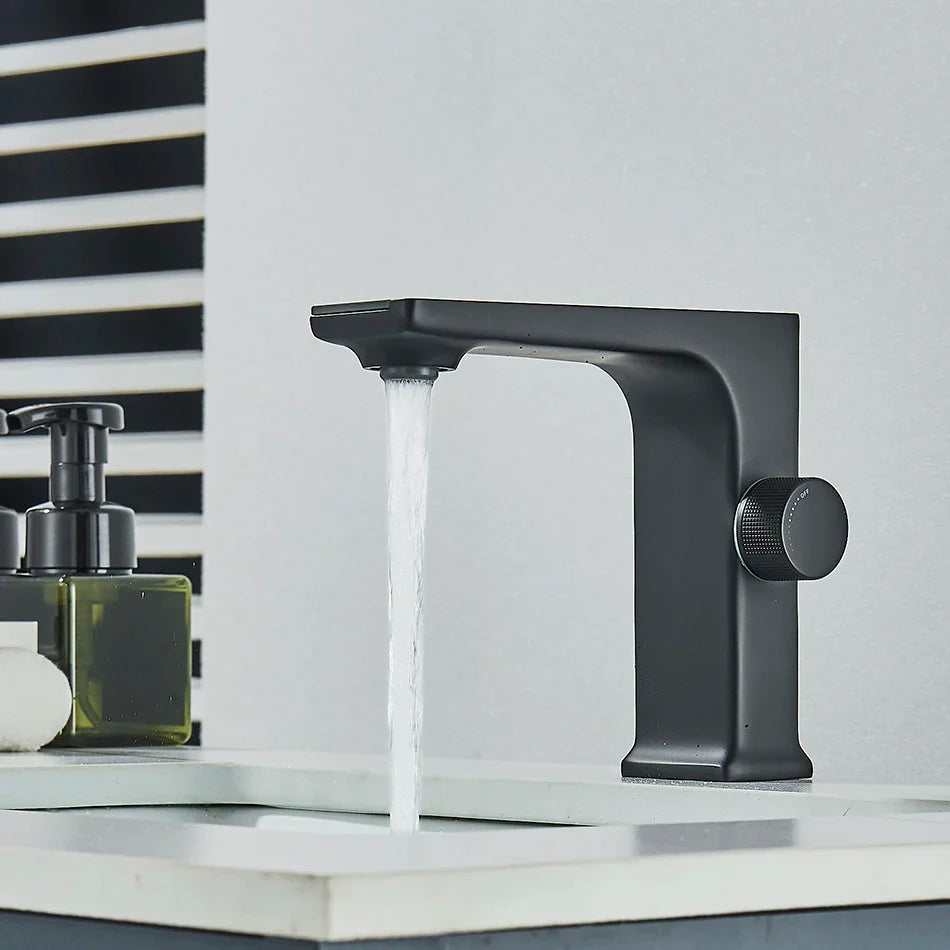 Afralia™ LCD Digital Basin Faucet Brass Mixer Tap Hot Cold Deck Mounted Display