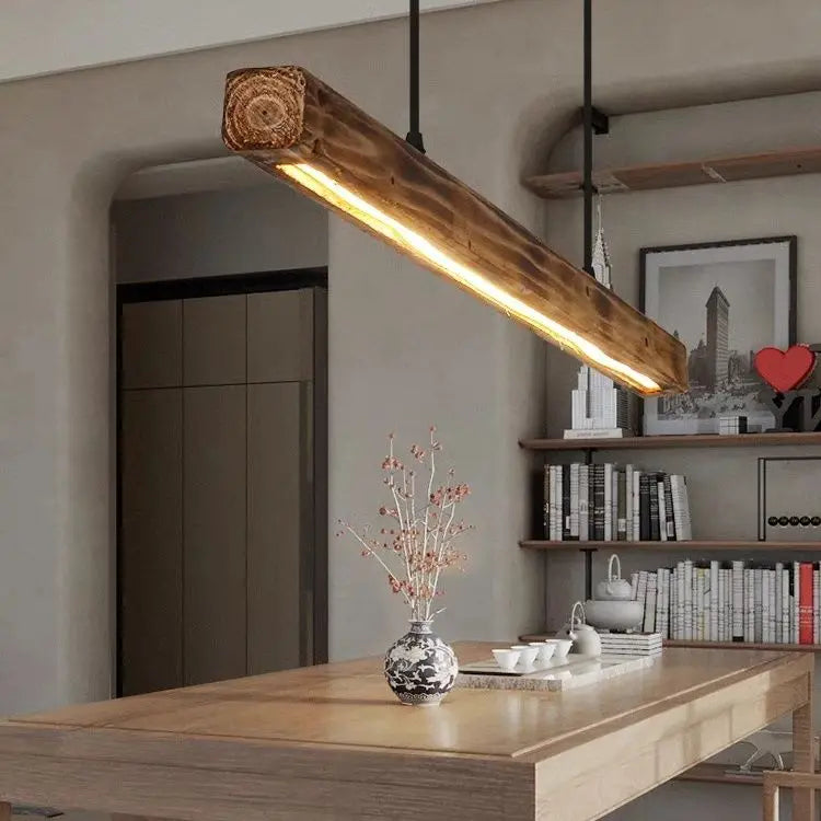 Afralia™ Vintage Log Lamp: Japanese Style, Creative, Zen Chandelier for Restaurant, Bar, and Home
