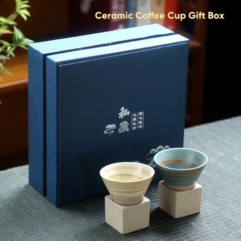 Afralia™ Ceramic Espresso Cups Japanese Style Porcelain Latte Mug - 100ml Gift Box