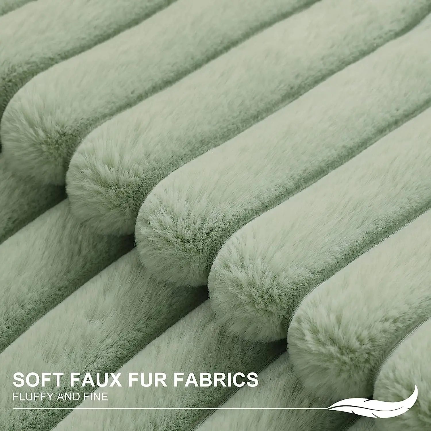 Afralia™ White Green Rabbit Hair Cushion Cover | Modern Luxe Sofa Pillows