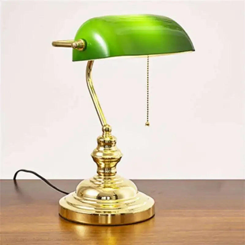 Afralia™ Glass Lampshade Bank Desk Table Lamps White Green LED Light E27