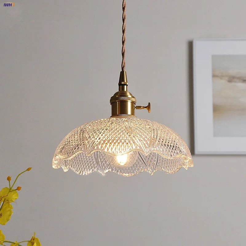 Afralia™ Clear Glass LED Pendant Bar Kitchen Nordic Copper Dining Room Suspension