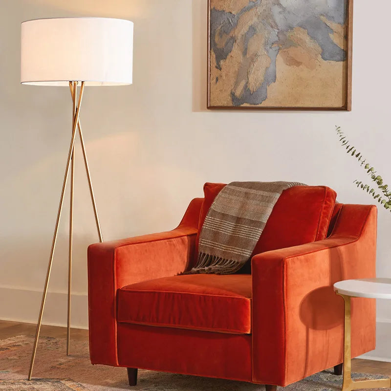 Afralia™ Nordic Gold LED Tripod Floor Lamp for Modern Living Room Lighting